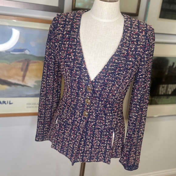 St. John Blue and Pink Tweed Blazer - Picture 11 of 13